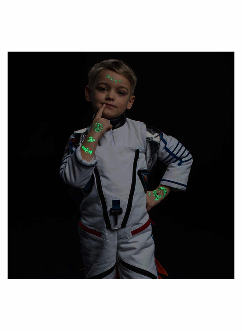 SYOSI 10 Sheets Temporary Tattoos for Kids Luminous Tattoo Sticker Glow in The Dark Outer Space UFO Theme Fake Waterproof Tattoos for Boys Girls - Image 5