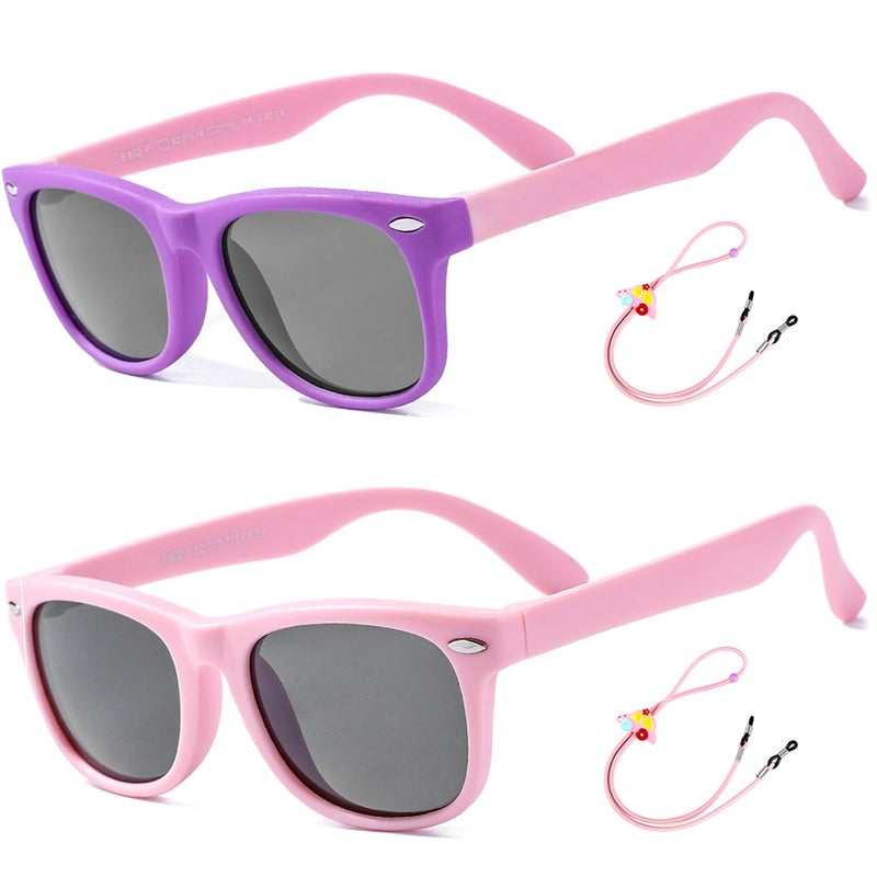 ROSSINI نظارات شمسية مرنة للأطفال من ROCF ROSSINI، قطعتين، غير قابلة للكسر، لنظارات شمسية للأطفال من عمر 2-8 سنوات، مع علبة، حماية UV400 - Image 1