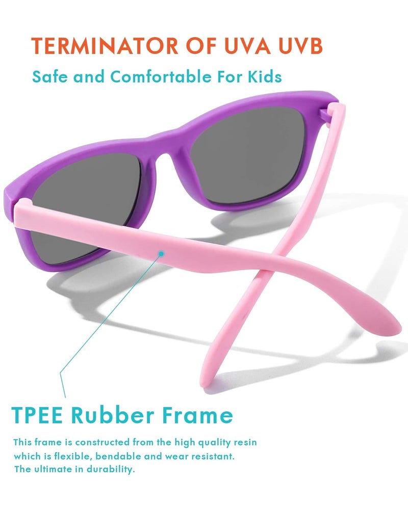 ROSSINI نظارات شمسية مرنة للأطفال من ROCF ROSSINI، قطعتين، غير قابلة للكسر، لنظارات شمسية للأطفال من عمر 2-8 سنوات، مع علبة، حماية UV400 - Image 4