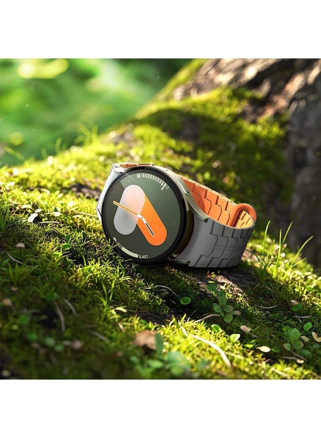 BURAQ For Samsung Galaxy Watch 7 / 6 / 5 Magnetic Silicone Watch Band(Grey+Orange) - Image 4