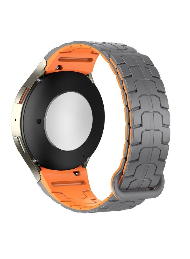 BURAQ For Samsung Galaxy Watch 7 / 6 / 5 Magnetic Silicone Watch Band(Grey+Orange) - Image 2