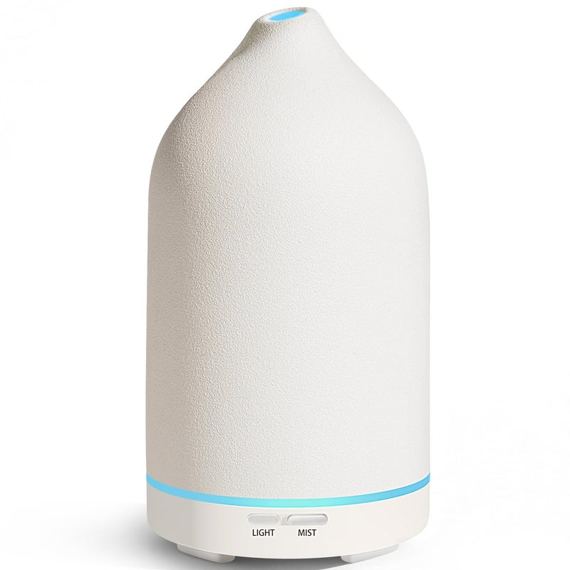 URPOWER 120ML Essential Oil Diffuser Ceramic Aromatherapy Diffuser with 7-Color LED Lights, Auto Shut-Off, 2 Mist Modes, Humidifier for Home Office Decor, Scent Diffuser for Yoga Spa - Image 1