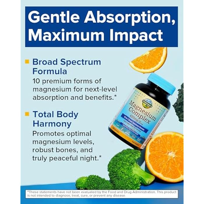 Terranics Magnesium Complex Supplement 420mg, 10-in-1 Full-Spectrum Formula, Glycinate, Citrate, Malate & More, Max Absorption, Bone and Heart Support, 120 Veggie Caps - Image 3
