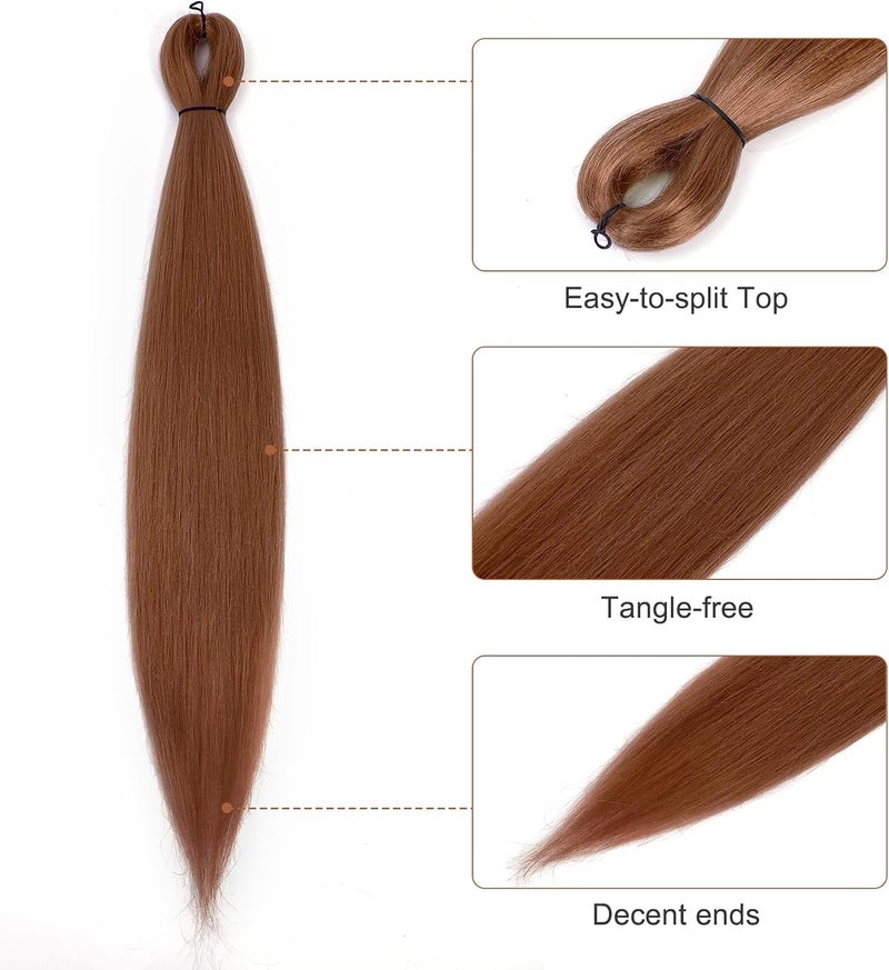 Difunee Pre-stretched Braiding Hair - 16 Inch 8 Packs Brown Short Braiding Hair For Twist or Box Braids, Yaki Texture Hot Water Setting Synthetic Braiding Hair Extensions (16 Inch, #30-8P) - Image 2