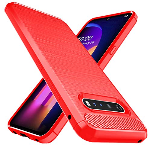 Osophter for LG V60 ThinQ Case,LG V60 Case Shock-Absorption Flexible TPU Rubber Full-Body Protective Phone Cover for LG V60 ThinQ(Red) - Image 1