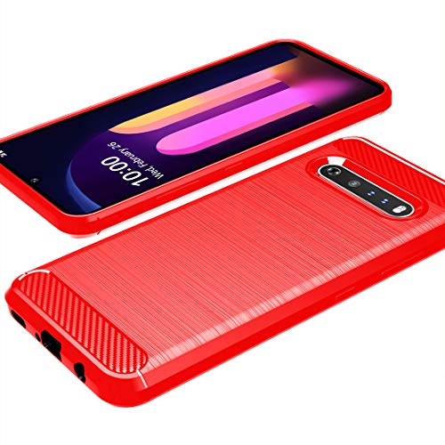 Osophter for LG V60 ThinQ Case,LG V60 Case Shock-Absorption Flexible TPU Rubber Full-Body Protective Phone Cover for LG V60 ThinQ(Red) - Image 4