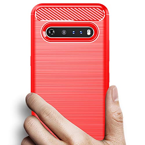 Osophter for LG V60 ThinQ Case,LG V60 Case Shock-Absorption Flexible TPU Rubber Full-Body Protective Phone Cover for LG V60 ThinQ(Red) - Image 3