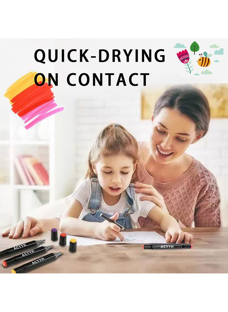 ACYYH Children's Color Markers Oil Based Double Ended Color Pencil Set, 80 Colors, Oil Based Watercolor Pencils Multi Color Markers - Image 3