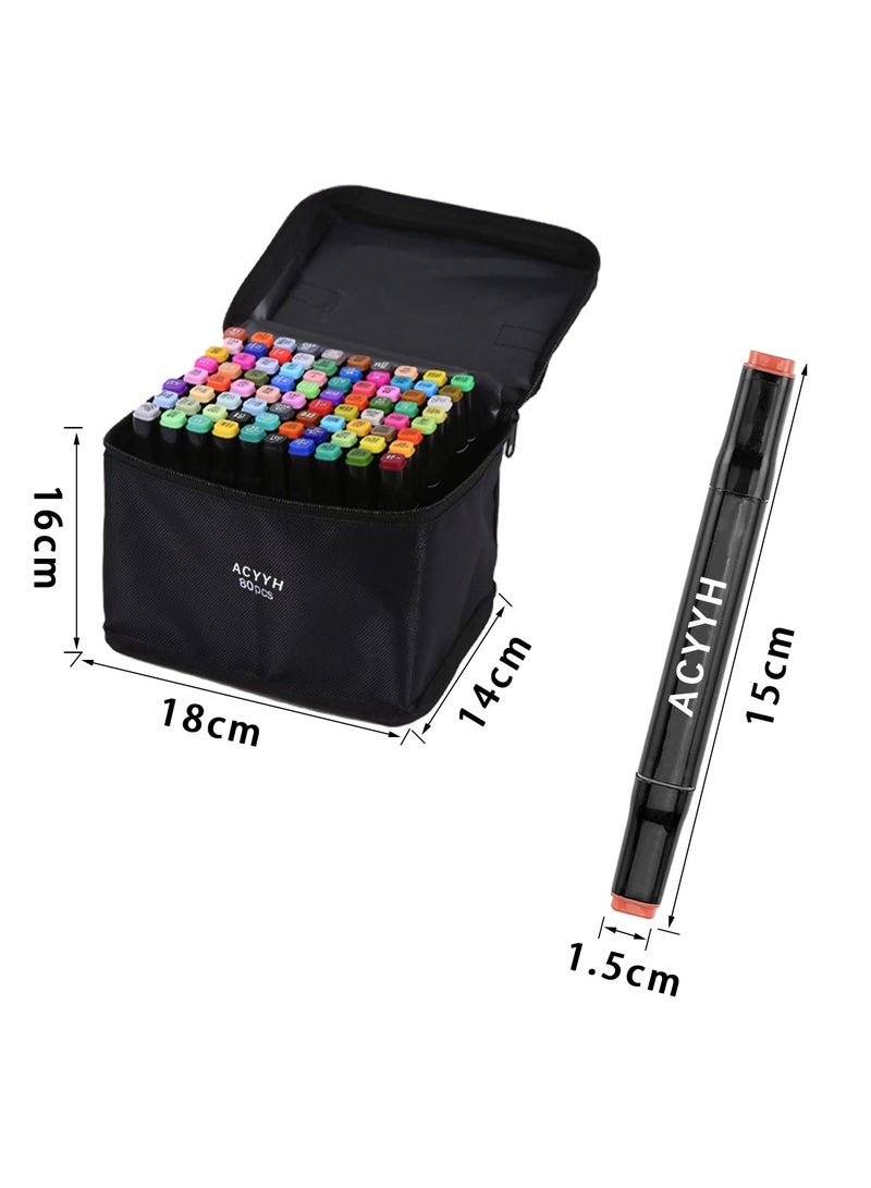 ACYYH Children's Color Markers Oil Based Double Ended Color Pencil Set, 80 Colors, Oil Based Watercolor Pencils Multi Color Markers - Image 2