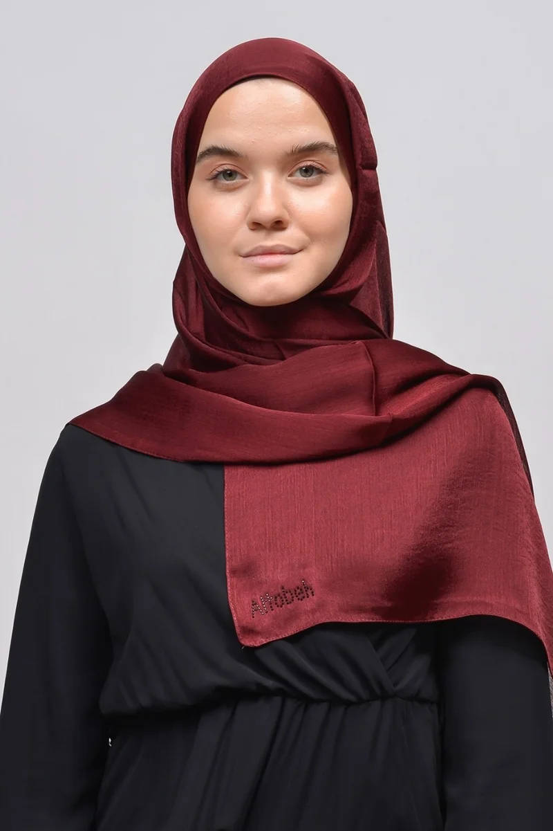 Altobeh Janjan Shiny Satin Textured Hijab Evening Dress Chiffon Shawl