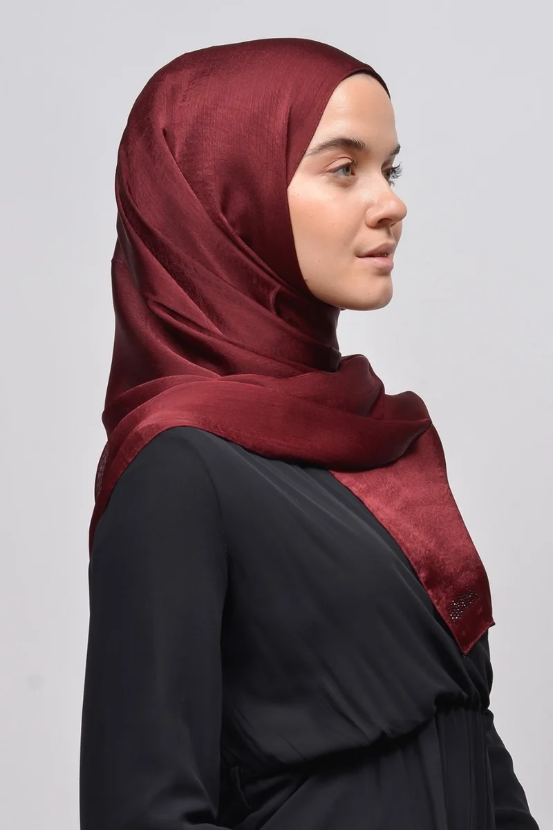 Altobeh Janjan Shiny Satin Textured Hijab Evening Dress Chiffon Shawl