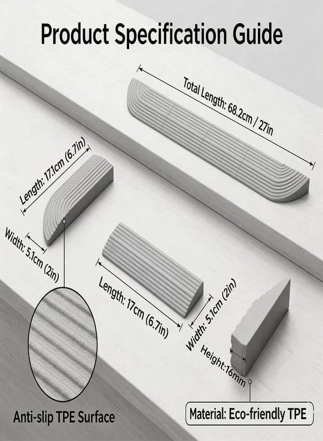 Threshold Ramps for Doorways, 0.63" Rubber Robot Vacuum Ramp, Non-Slip Connectable Doorway Transition Strip, Compatible with Roomba, iRobot, Roborock, Shark, Ecovacs (Gray) - Image 2
