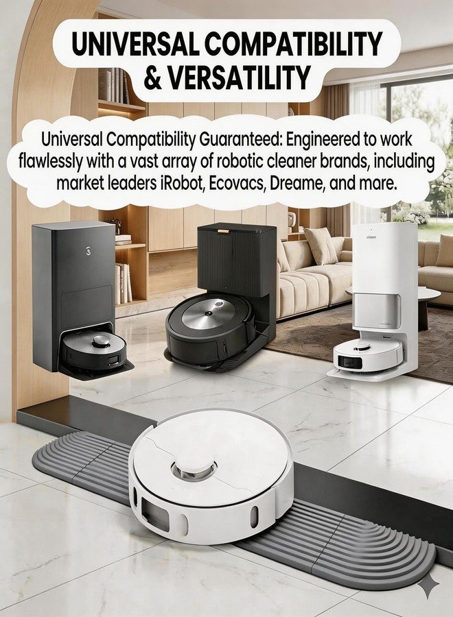 Threshold Ramps for Doorways, 0.63" Rubber Robot Vacuum Ramp, Non-Slip Connectable Doorway Transition Strip, Compatible with Roomba, iRobot, Roborock, Shark, Ecovacs (Gray) - Image 3