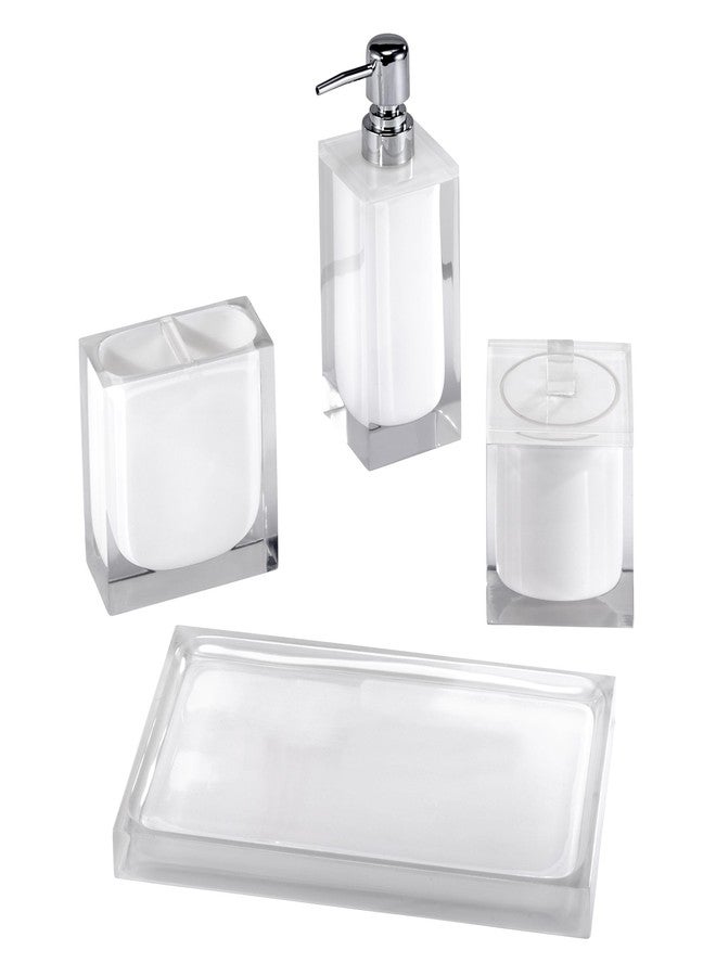 IZOD - Bathroom Set, 4pc Resin Countertop Accessories, Modern Home Decor, Dorm Room Essentials (Marina Collection, White) - Image 1