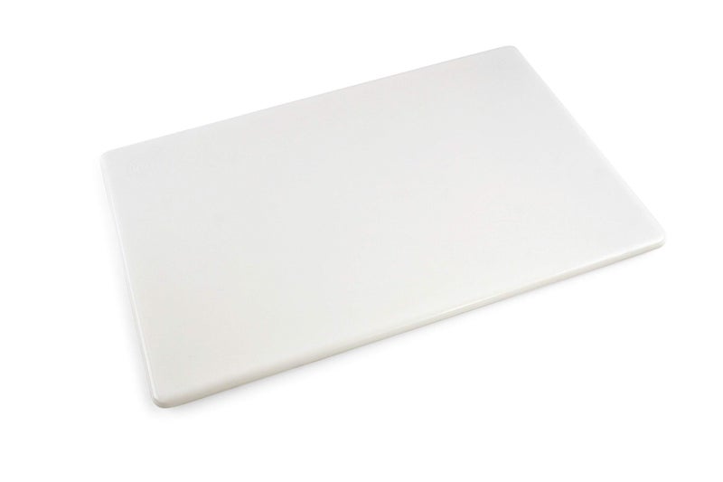 Thirteen Chefs Commercial Grade Plastic Cutting Board 18 x 12 x 1/2 Thick High Density White Poly, NSF Certified and Dishwasher Safe for Food Service - Image 1