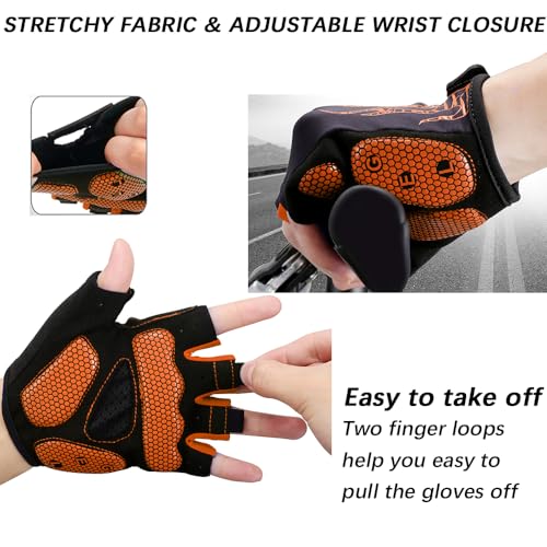 MOREOK Cycling Gloves Bike Gloves for Men/Women-[5MM Gel Pad] Half Finger Bicycle Biking Gloves for Cycling/Weight Lifting/Gym/Motorcycle/Rowing/Outdoor Sports-050-ORANGE-XL - Image 4