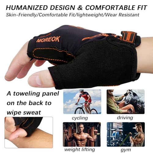 MOREOK Cycling Gloves Bike Gloves for Men/Women-[5MM Gel Pad] Half Finger Bicycle Biking Gloves for Cycling/Weight Lifting/Gym/Motorcycle/Rowing/Outdoor Sports-050-ORANGE-XL - Image 3