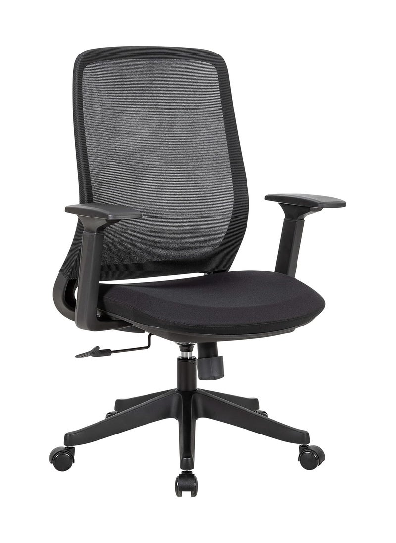 NAVODESK NEMO Chair Home Office Desk Chair Mid Back Computer Chair Ergonomic Chair with Lumbar Support by NAVO PURE BLACK  - Image 2