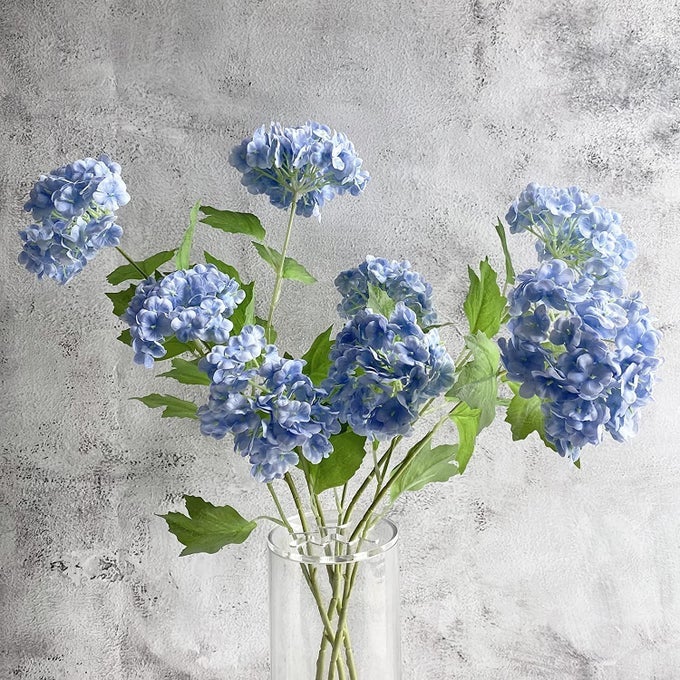 4 PCS ARTIFICIAL SNOWBALL VIBURNUM HYDRANGEA FLOWER 268 BLUE SMALL REAL TOUCH FAUX LATEX LONG STEM FOR CHRISTMAS HOME DECORATION XMAS TABLE
