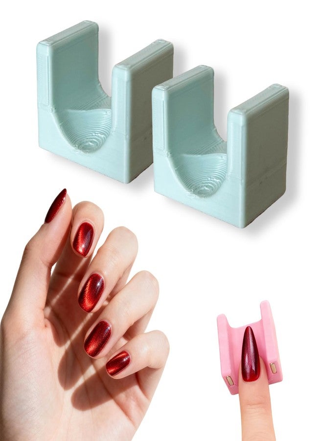 CHOOSE-IT Nail Art Finger Rest Stand 2 Pcs Strong Magnet for Cat Eye Nails, Professional Nail Art Tool for 3D Magnetic Gel Polish, Easy at-Home DIY Manicure Kit for Salon Effects (Green) - Image 1