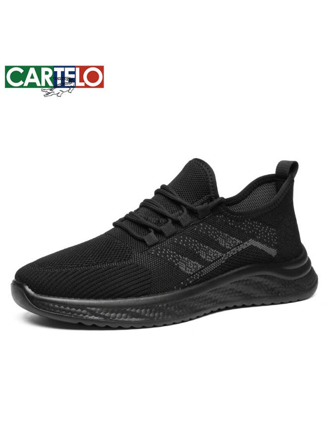 Cartelo Men's Casual Shoes Mesh Breathable Soft Sole Lightweight Running Shoes Men's Coconut Shoes Kg07 Black Gray Size 45 - Image 1