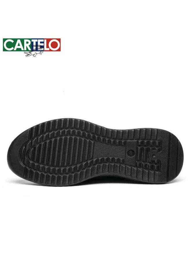 Cartelo Men's Casual Shoes Mesh Breathable Soft Sole Lightweight Running Shoes Men's Coconut Shoes Kg07 Black Gray Size 45 - Image 3