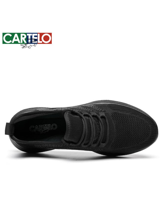 Cartelo Men's Casual Shoes Mesh Breathable Soft Sole Lightweight Running Shoes Men's Coconut Shoes Kg07 Black Gray Size 45 - Image 2