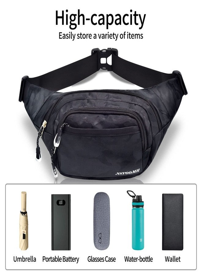 NSYOOMH Large Fanny Packs for Women & Men, 5-Zipper Pockets Water Resistant Practical Waist Bag, for Outdoor Running Cycling Sports Travel Hiking Camping Fishing Fashionable Camo Belt Bags, Camo - Image 4