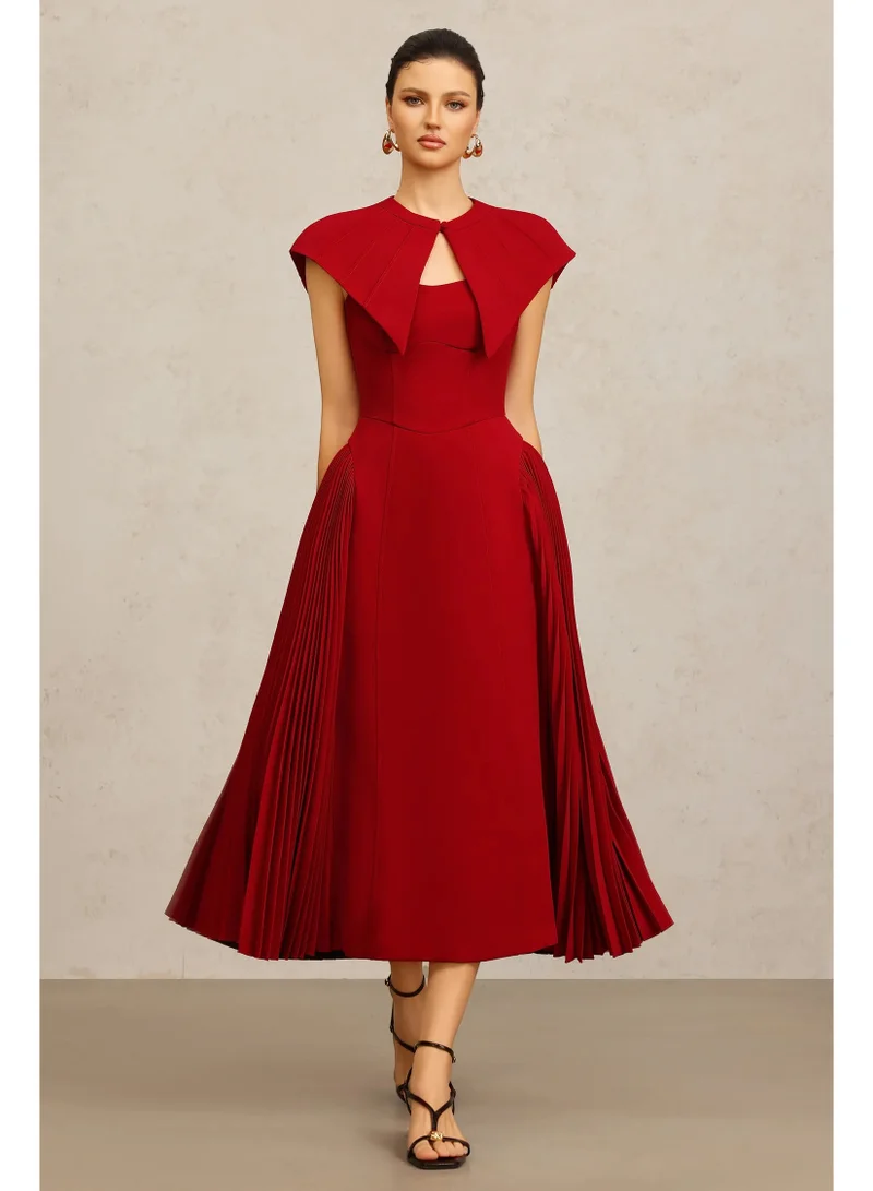 Bella Barnett Verna Halter Folds Maxi Dress