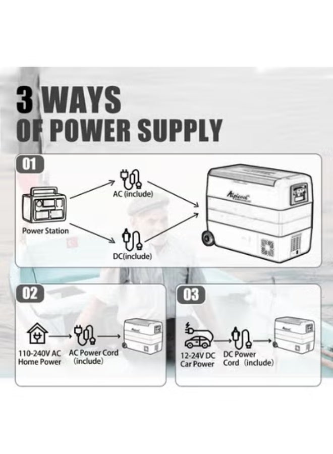 Alpicool T60 60L Portable Car Refrigerator 12V/24V DC & 110–240V AC, Deep Cooling to –20°C, Compact Freezer for Camping, Travel & Home - Image 4