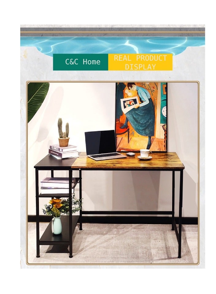 fashionhome Modern Computing Workstation with Storage Shelves and Headphone Hook 120x60x75cm - Image 5