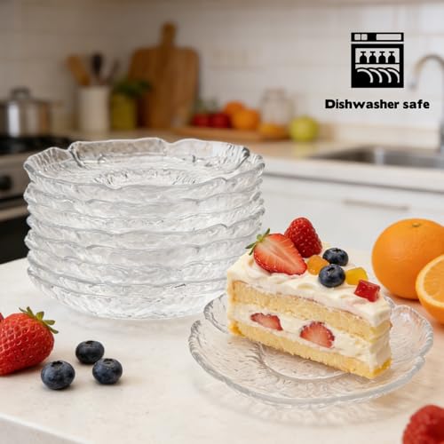 FMOACEN 10 Pack 4.7 Inch Clear Glass Plates Vintage Glass Small Dessert Plates Mini Dinner Dishes for Serving Appetizers Sauces Snacks Fruit Salad Dessert and Cake Stylish Table Coasters Set for Teacups - Image 5