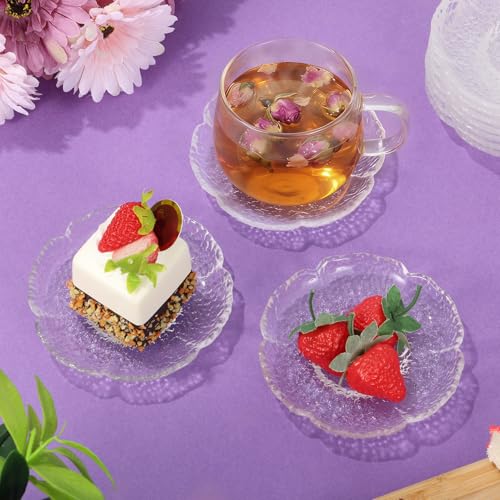 FMOACEN 10 Pack 4.7 Inch Clear Glass Plates Vintage Glass Small Dessert Plates Mini Dinner Dishes for Serving Appetizers Sauces Snacks Fruit Salad Dessert and Cake Stylish Table Coasters Set for Teacups - Image 3