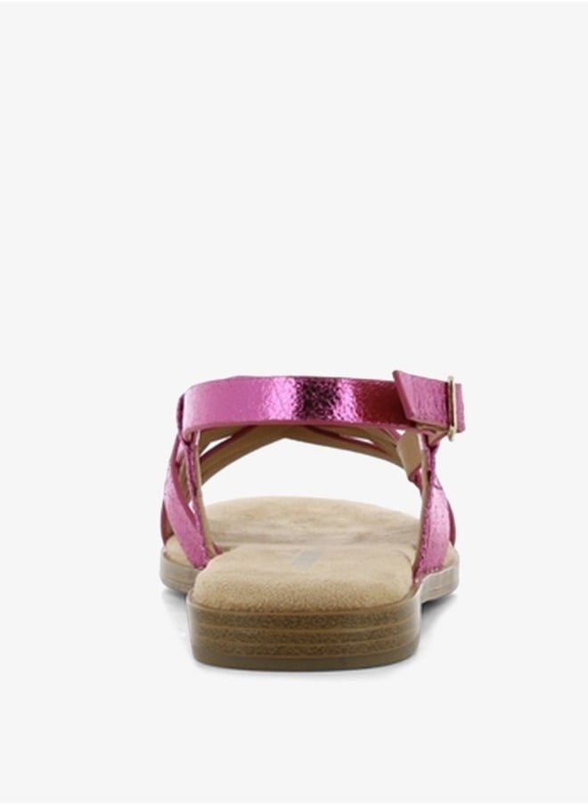 SJ Women's Cross Strap Sandals with Buckle Closure  - Image 2