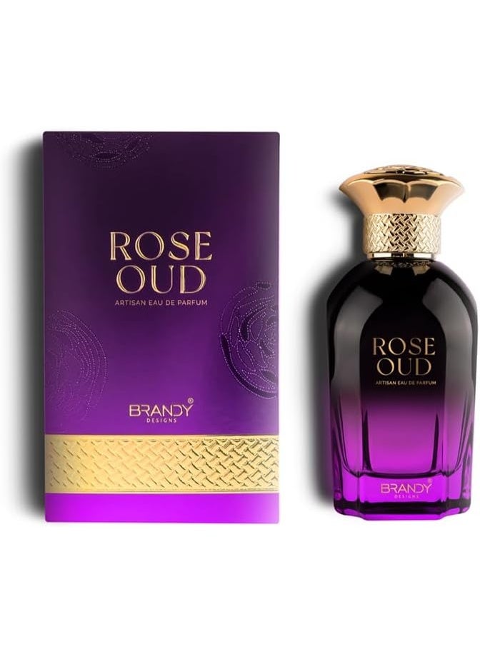عطر براندي ديزاينز روز عود أو دو بارفان، للجنسين، سائل، 100 مل، مزيج من الورد التركي والعود، عطر زهري خشبي مسكي فاخر