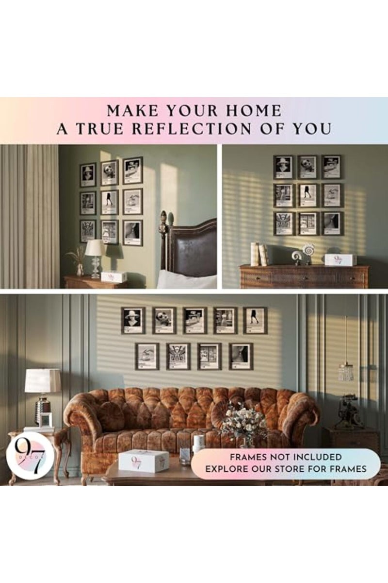 97 Decor ديكور غرفة ALAYRA الفاخر - ملصقات فنية بالأبيض والأسود، صور بالأبيض والأسود لتزيين الجدران، صور فنية لأزياء عتيقة، ديكورات غرف سوداء للنساء (8x10 بدون إطار) - Image 3