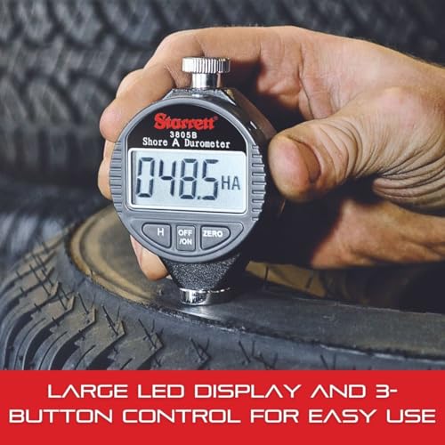 Starrett Digital Durometer, Shore A Scale - 0-100 HSA, LED Display, Simple Control, Auto Hold, Accurate & Repetitive - 3805B - Image 4