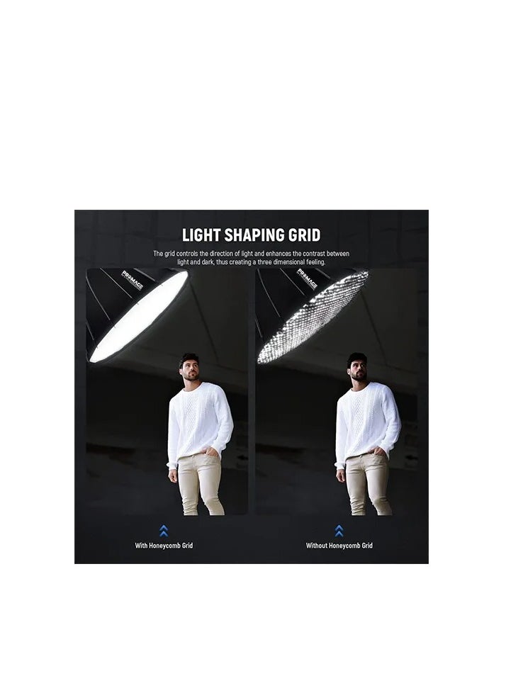 PROMAGE Promage PM-USG47 120cm Quick Folding Umbrella Softbox with Grid – Portable Octagonal Light Modifier for Studio & On-Location Photography  - Image 3