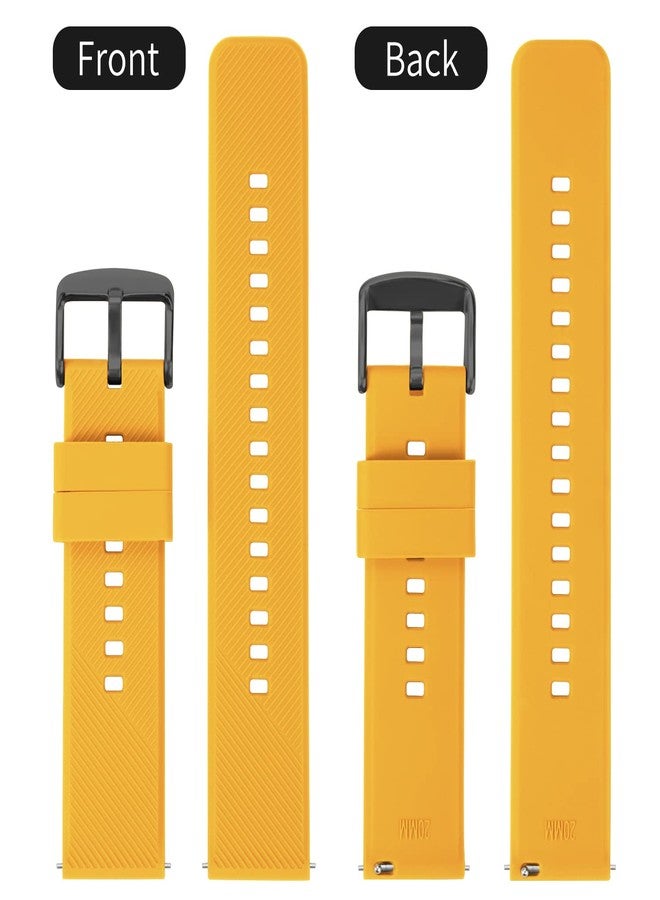 TStrap Silicone Watch Straps 20mm - Quick Release Watch Bands Soft Rubber Black - Waterproof Military Watch Strap for Men Women - for Smart watch Straps Replacement - 18mm 19mm 20mm 21mm 22mm, Yellow - Image 2
