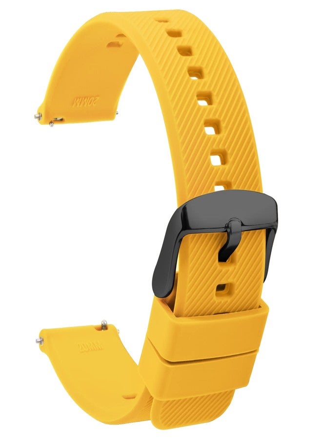 TStrap Silicone Watch Straps 20mm - Quick Release Watch Bands Soft Rubber Black - Waterproof Military Watch Strap for Men Women - for Smart watch Straps Replacement - 18mm 19mm 20mm 21mm 22mm, Yellow - Image 1