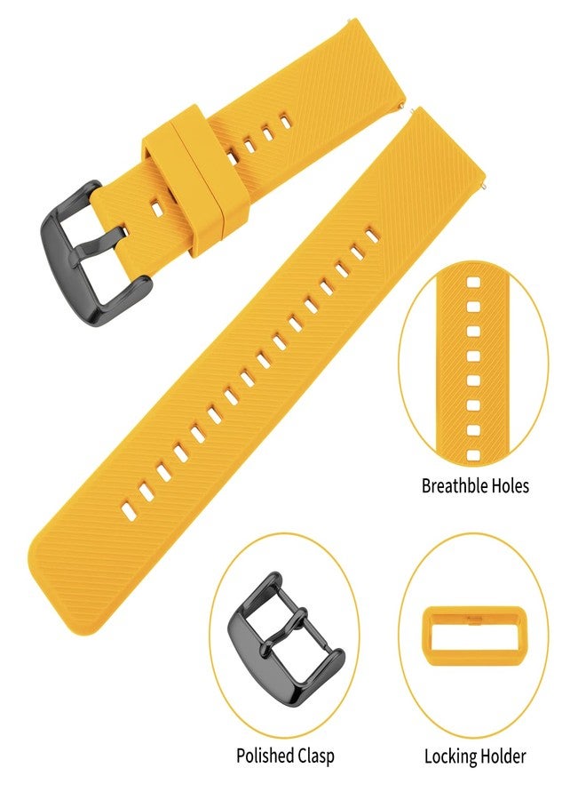 TStrap Silicone Watch Straps 20mm - Quick Release Watch Bands Soft Rubber Black - Waterproof Military Watch Strap for Men Women - for Smart watch Straps Replacement - 18mm 19mm 20mm 21mm 22mm, Yellow - Image 3