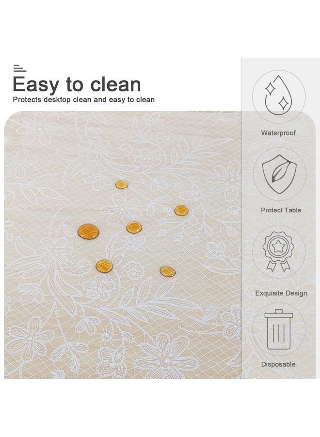 Mulbozy 2 Pcs Plastic Lace Tablecloth, Spill-Proof White Lace Tablecloth, 54 X 108 Inches Lace Tablecloth Rectangular for Wedding Party, Bridal Shower, Baby Shower Reception Table Decoration - Image 3