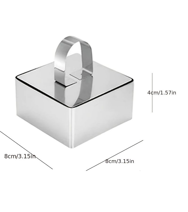 430 Stainless Steel Square Pastry Molds with Mousse Ring and Pusher For Cake Dessert Baking - Image 2