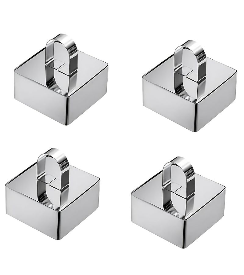 430 Stainless Steel Square Pastry Molds with Mousse Ring and Pusher For Cake Dessert Baking - Image 3