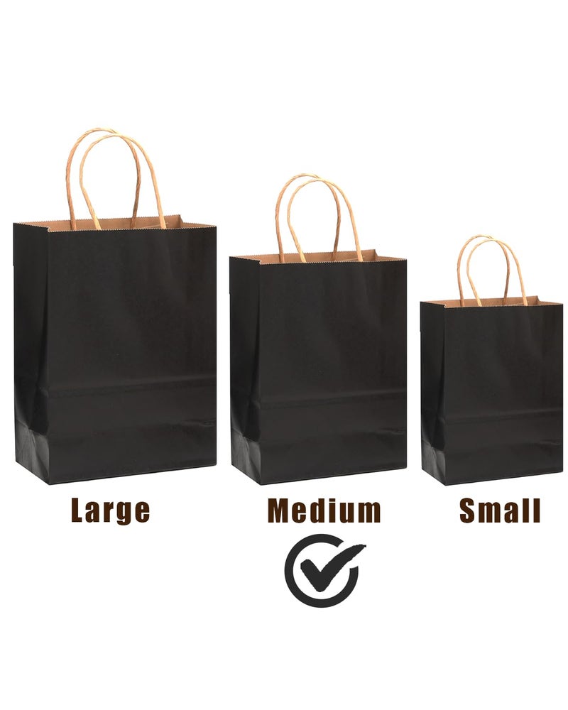 Qiqee 30-Packs Black Gift Bags With Handles Bulk 10.8 ""X8.3 ""X4.3 "" Medium Size Kraft Paper Bags Multiple Uses (Medium Size) - Image 5