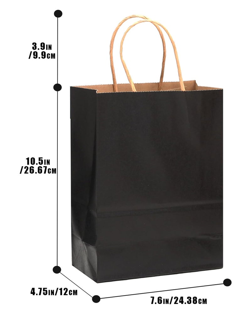 Qiqee 30-Packs Black Gift Bags With Handles Bulk 10.8 ""X8.3 ""X4.3 "" Medium Size Kraft Paper Bags Multiple Uses (Medium Size) - Image 4