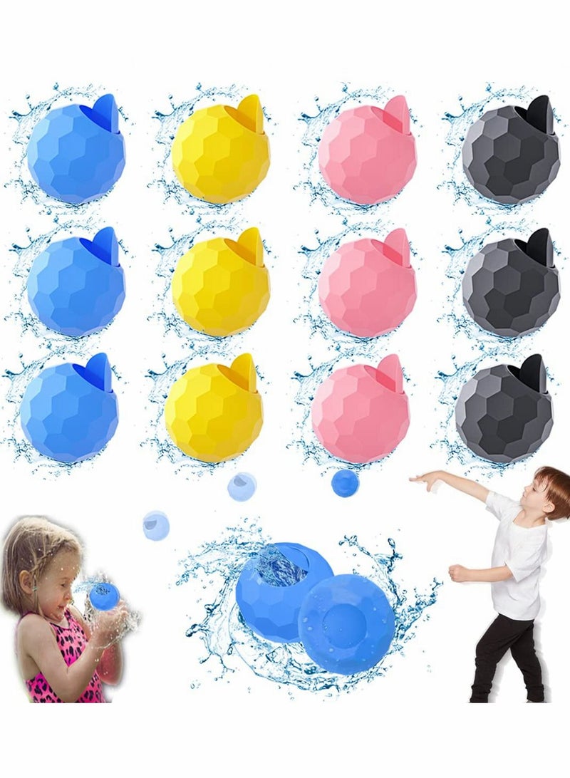 SYOSI Water Balloons Quick Fill, Self-Sealing Reusable Refillable Water Bombs Silicone Splash Water Ball for Kids Adults Outdoor Activities Pool Beach Games Summer Party Supplies（12Pcs） - Image 1