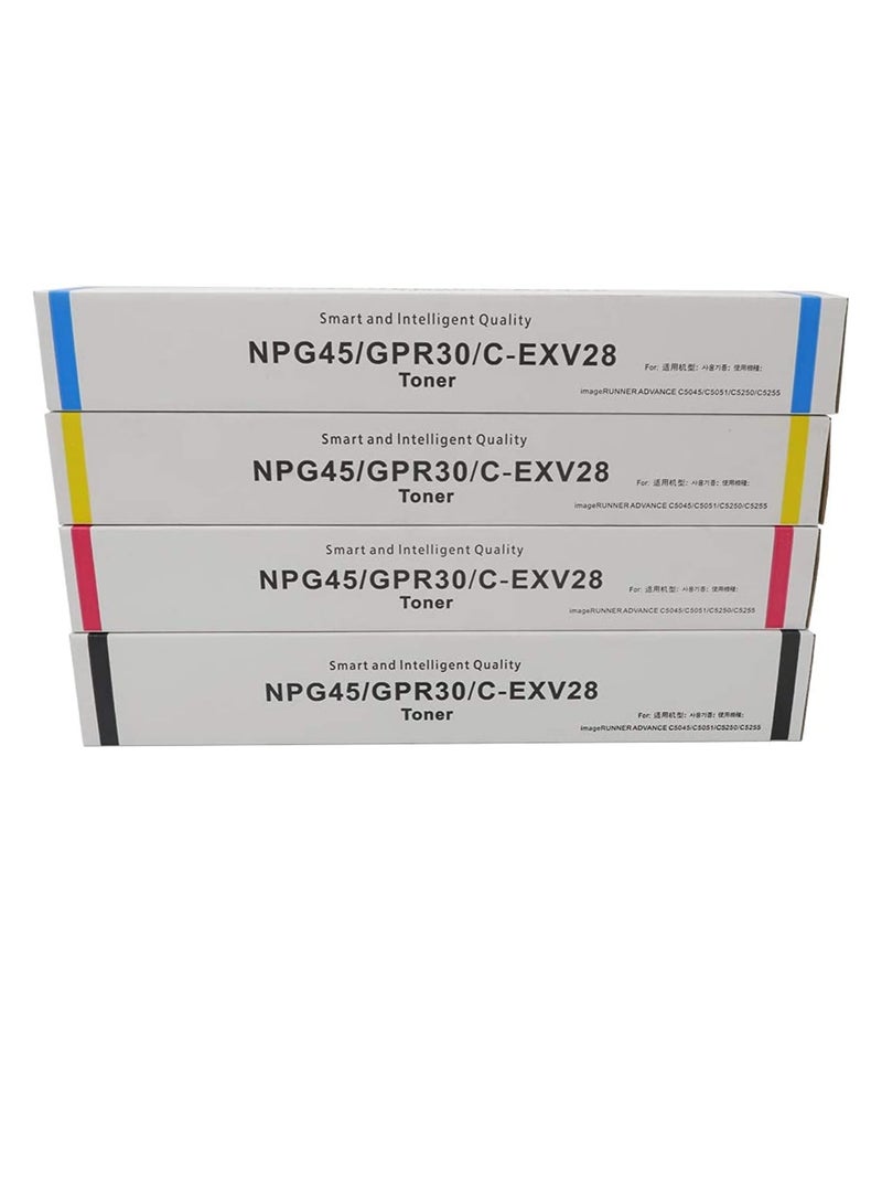 Terabyte Compatible C-EXV28 NPG-45 GPR-30 4 Color Toner Cartridges set for Image Runner ADV C5045 C5051 C5250 C5255 - Image 1