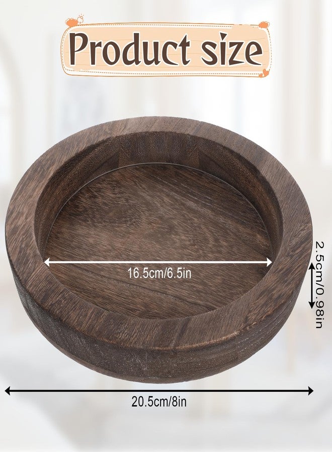 Eldraqth Round Rustic Wood Tray for Decor Candle Holder Tray Wooden Serving Trayes for Coffee Table and Home Decor Small Serving Trays for Centerpiece Table Decorations Circle Dining Tables Trays(8.07 in) - Image 3