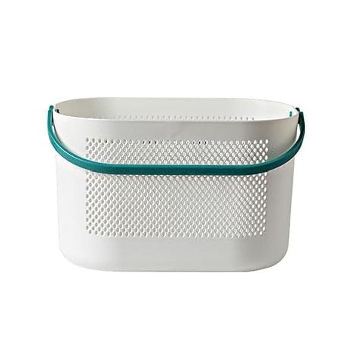 MULTIPURPOSE SHOWER CADDY BASKET WITH HANDLE PORTABLE SHELF TOTE ORGANIZERMULTIPLE DRAIN HOLES STYLISH BASKET FOR BATHROOM KITCHEN DORM ROOM GREEN